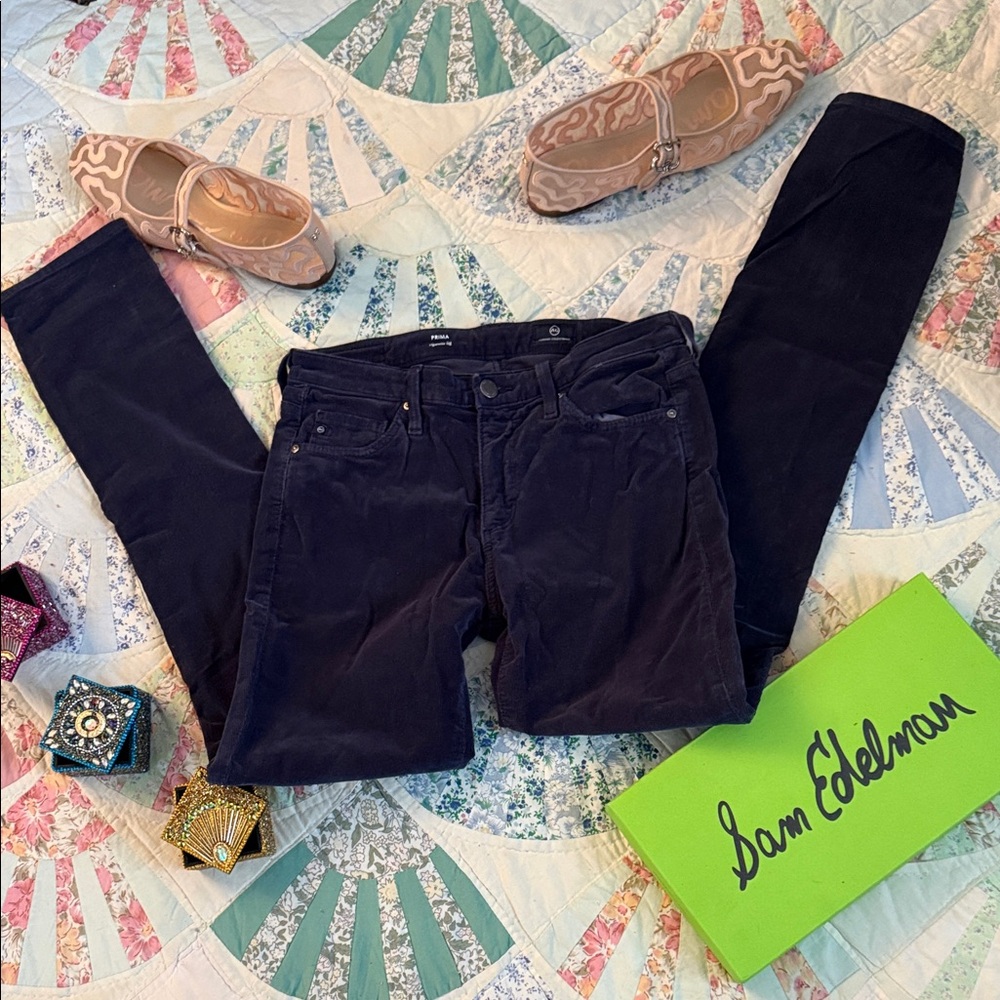AG Adriano Goldschmied Prima Cigarette Leg Navy Corduroys 26R